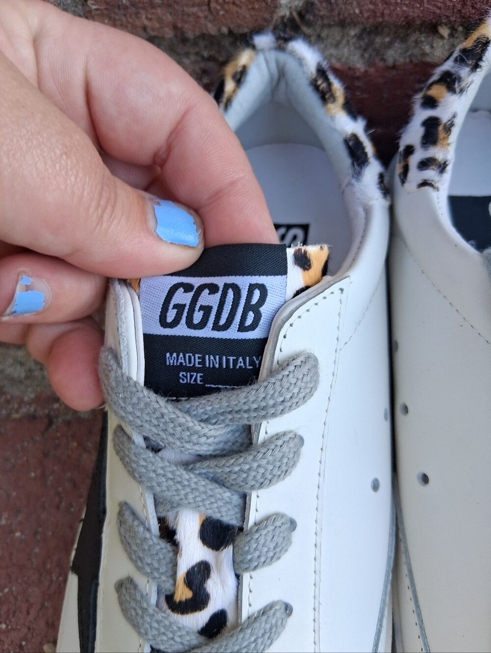Golden Goose White Sneakers with Leopard Print and Black Star - Picture 2 of 11